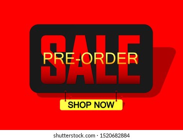 Pre-Order Sale banner design template, discount tag, vector illustration