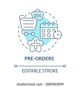 Pre-orders marketing concept icon. Consumers needs learning. Launching small business and new product abstract idea thin line illustration. Vector isolated outline color drawing. Editable stroke
