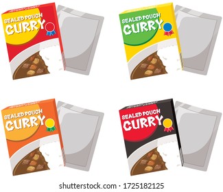 Pre-packaged food "curry" set, vector illustration