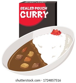 Pre-packaged food "curry" : vector illustration