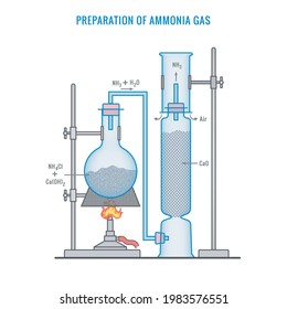 Preparation of Ammonia Gas in Laboratory with the help of Ammonium Chloride and Calcium Oxide. Ammonia production in the laboratory.