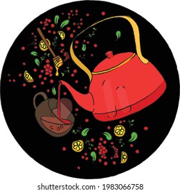 Zubereitung von aromatisiertem rotem Tee mit Asche aus den Bergen.