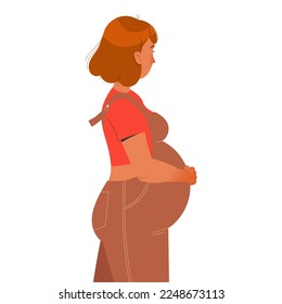 Preparation for Childbirth with Pregnant Woman Expecting Baby Vector Illustration
