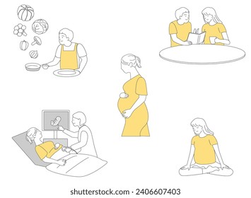 
Preparation for childbirth.  Pregnant woman and partner.