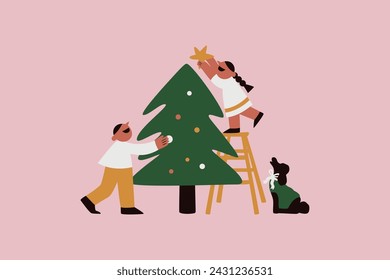 Preparation for Christmas Vector Illustration