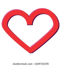 Preparation for the day of all lovers, contour heart decorates the interior, baner, icon.
Vector flat illustration. Red heart, outline.