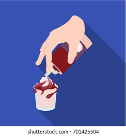 Preparation of a delicious dessert with cream. Dessert single icon in flat style vector symbol stock illustration web.