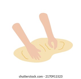 Preparation Of Dough For Pizza Or Baking. Homemade Bakery And Cake. Cooking And Food. Flat Cartoon