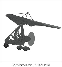 Preparation for flights on paramotors. Flying on paramotor. tricycle vector painting