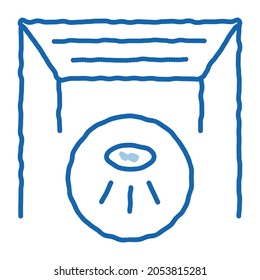 preparation of hole for lamp sketch icon vector. Hand drawn blue doodle line art preparation of hole for lamp sign. isolated symbol illustration