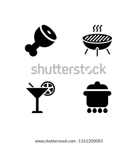 preparation icon. 4 preparation set with cocktail, cook, pork and grill vector icons for web and mobile app