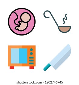 preparation icon set. vector set about microwave, knife, fetus and ladle icons set.