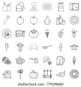Preparation icons set. Outline style of 36 preparation vector icons for web isolated on white background