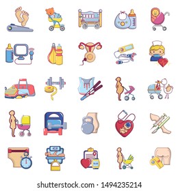 Preparation pregnancy icons set. Cartoon set of 25 preparation pregnancy vector icons for web isolated on white background