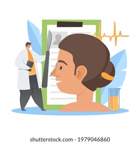 Preparation for surgery, dotted shape on face. Beauty correction operation tool and equipment. Flat abstract cartoon vector illustration concept design. Isolated on white background