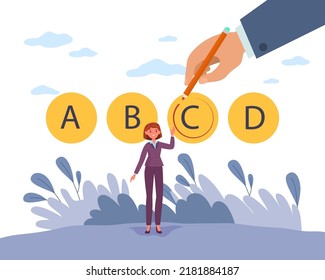 Preparation for test or exam. Educational course, teaching method, examination in school, college or on work, woman learning lessons, Internet quiz or survey vector cartoon flat concept