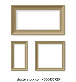 Preparations for pictures. Frames on a blank wall. Vector graphics.