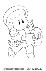 Cavaleiro desenhos animados doodles Arte para colorir livro ou pintura