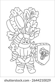 Cavaleiro desenhos animados doodles Arte para colorir livro ou pintura