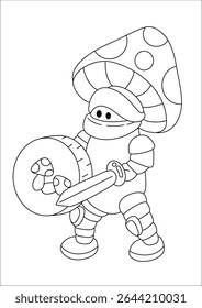 Cavaleiro desenhos animados doodles Arte para colorir livro ou pintura