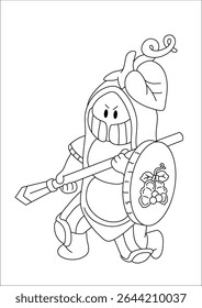 Cavaleiro desenhos animados doodles Arte para colorir livro ou pintura