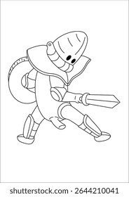 Cavaleiro desenhos animados doodles Arte para colorir livro ou pintura