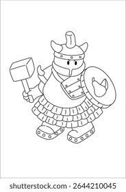 Cavaleiro desenhos animados doodles Arte para colorir livro ou pintura