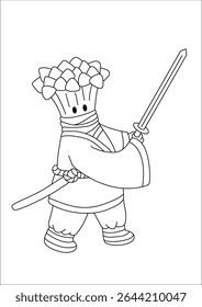 Cavaleiro desenhos animados doodles Arte para colorir livro ou pintura