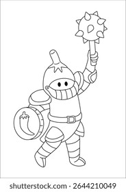 Cavaleiro desenhos animados doodles Arte para colorir livro ou pintura