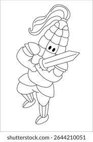 Cavaleiro desenhos animados doodles Arte para colorir livro ou pintura