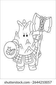 Cavaleiro desenhos animados doodles Arte para colorir livro ou pintura