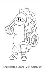 Cavaleiro desenhos animados doodles Arte para colorir livro ou pintura