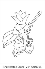 Cavaleiro desenhos animados doodles Arte para colorir livro ou pintura