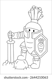 Cavaleiro desenhos animados doodles Arte para colorir livro ou pintura