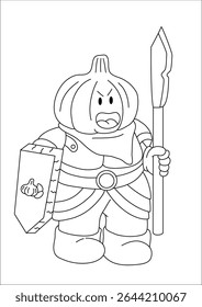 Cavaleiro desenhos animados doodles Arte para colorir livro ou pintura