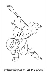 Cavaleiro desenhos animados doodles Arte para colorir livro ou pintura