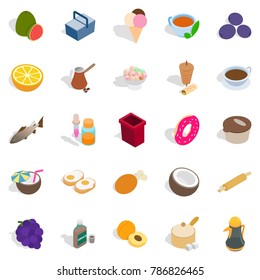 Prepare breakfast icons set. Isometric set of 25 prepare breakfast vector icons for web isolated on white background