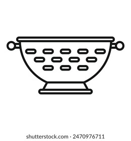 Prepare colander icon outline vector. Dish tool kit. Water handle equipment