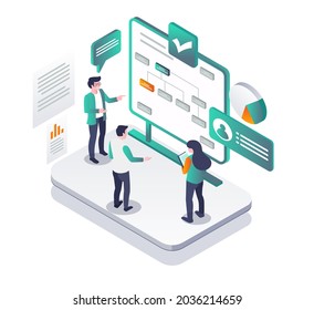 prepare company organization structure in isometric illustration