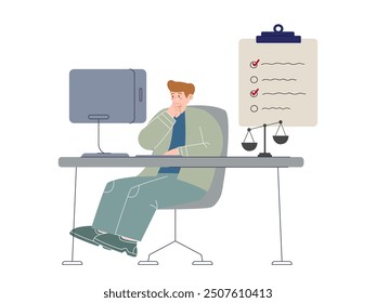 prepare legal document checking file legacy law firm contract working professional worker service icon design illustration