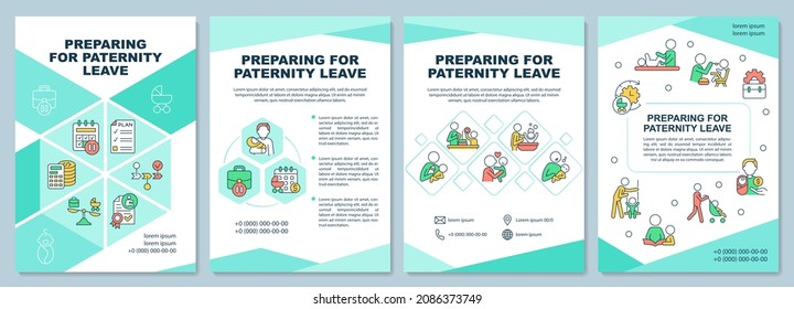 Prepare for paternity leave brochure template. Paid parental leave. Flyer, booklet, leaflet print, cover design with linear icons. Vector layouts for presentation, annual reports, advertisement pages