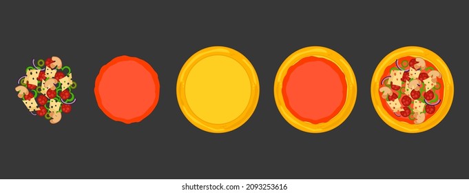 Prepare a pizza! Choose the filling and cook the pizza according to the recipe. The composition of the pizza.