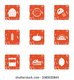 Prepare the pudding icons set. Grunge set of 9 prepare the pudding vector icons for web isolated on white background