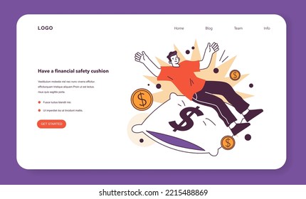 Prepare for recession advice web banner or landing page. Have a financial safety cushion in conditions of economic stagnation. Economic activity decline. Flat vector illustration