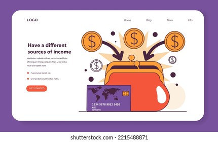 Prepare for recession advice web banner or landing page. Have a different sources of income in conditions of economic stagnation. Economic activity decline. Flat vector illustration