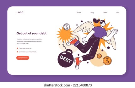 Prepare for recession advice web banner or landing page. Get out of your debt in conditions of economic stagnation. Economic activity decline. Flat vector illustration