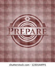 Prepare red seamless polygonal badge.