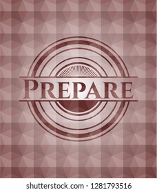 Prepare red seamless polygonal badge.