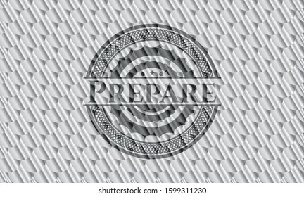Prepare shiny silver emblem. Scales pattern. Vector Illustration. Detailed.