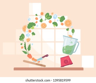Prepare smoothie, vector isolated illustration